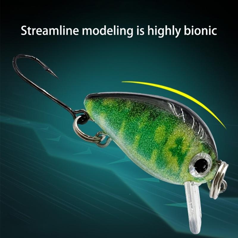 Crankbait Fishing Lures, 1.1Inch 2.8cm Bionic Fishing Lures, Fishing Hard Baits Topwater Lures Trout Bass Fishing Lures