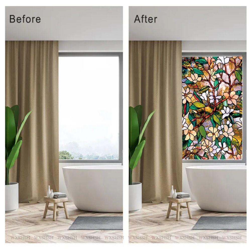 Анти-писковые матовые стеклянные наклейки для конфиденциальности в ванной комнате