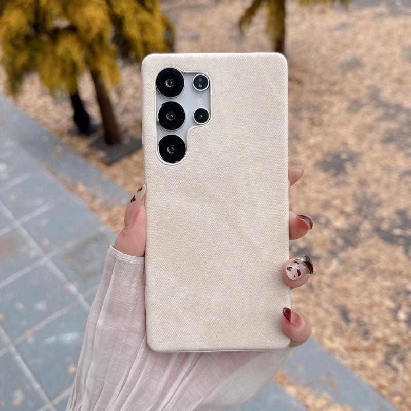 Cowboy Jeans Fabric Armor Frameless Case For Samsung S25 S24 S23 S22 Ultra Coque Candy Denim Protective Hard Phone Cover