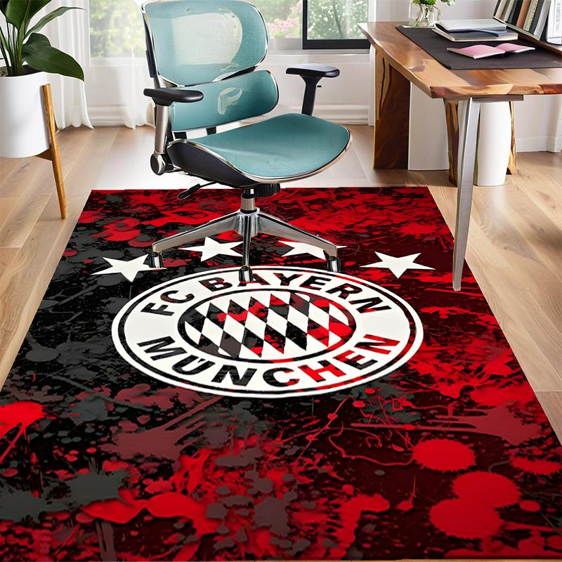 Bayern Football Polyester Carpet, Soft Indoor Mat for Office Chair, Living Room, Computer Desk - Decorative Home Office Rug Design