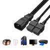 Double Output PDU Power Cord 30cm C14 To Double C19 Splitter Power Cord PVC Electrical Adapter for Various Devices
