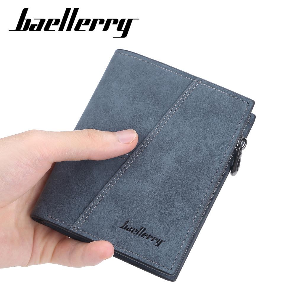Baellerry Мужской Короткий Кошелек Матовая ПУ Кожа Бифолд Множество Отделений для Карт Держатель для Карт Кошелек на Молнии для Монет Модный Вертикальный Кошелек