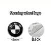 Car Black White BMW Logo Front Hood Emblem 82mm Rear Badge 74mm Wheel Hub Cap 56mm 68mm steering wheel sticker 45mm Accessories WS4
