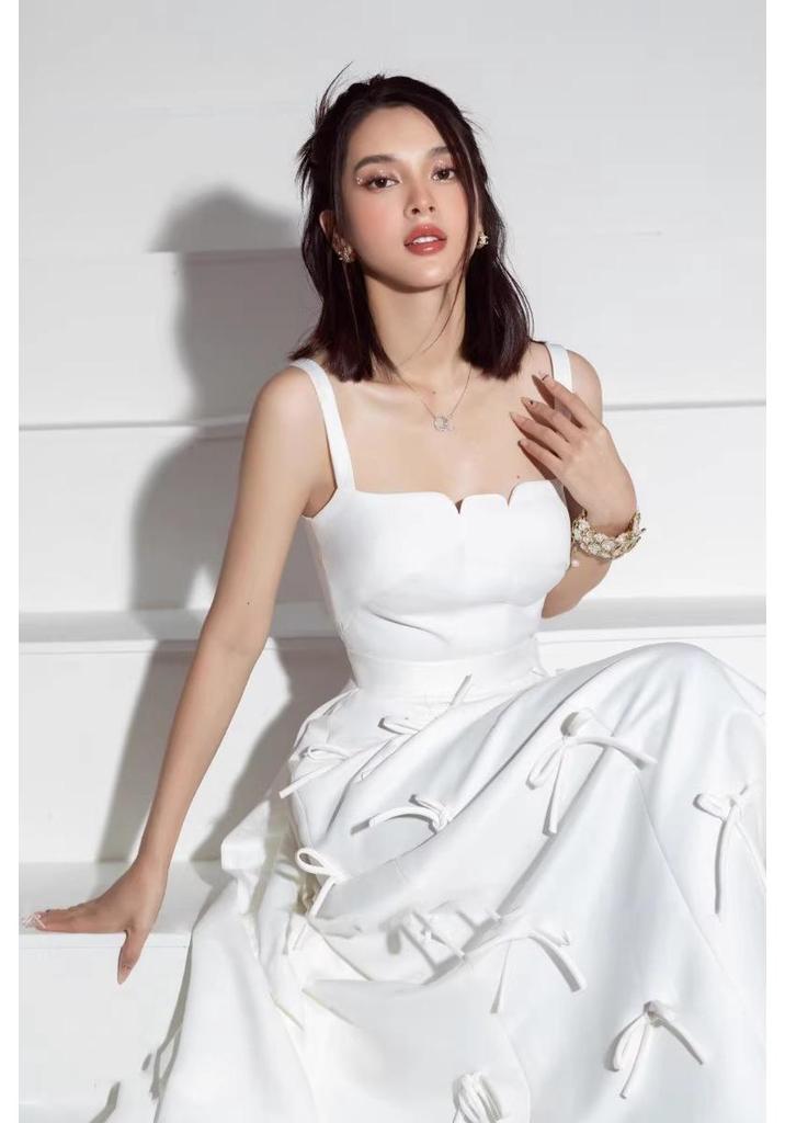 Elegant French Bride Strappy Satin Wedding Dress - Mori Style Formal Gown for Women