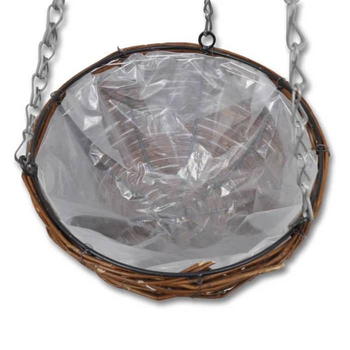Panier suspendu - Lot de 4 rond - 25 x 13 cm - Fond plastique anti-fuite - Chaîne et cadre métal