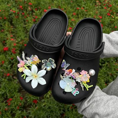 2025 Новый стиль, Сделай сам пряжка для обуви для обуви типа кроксы, Красочная бабочка, Цепочка из бусин в виде морских водорослей, Цветок для обуви, Декоративная пряжка, Съемная, Аксессуары для обуви