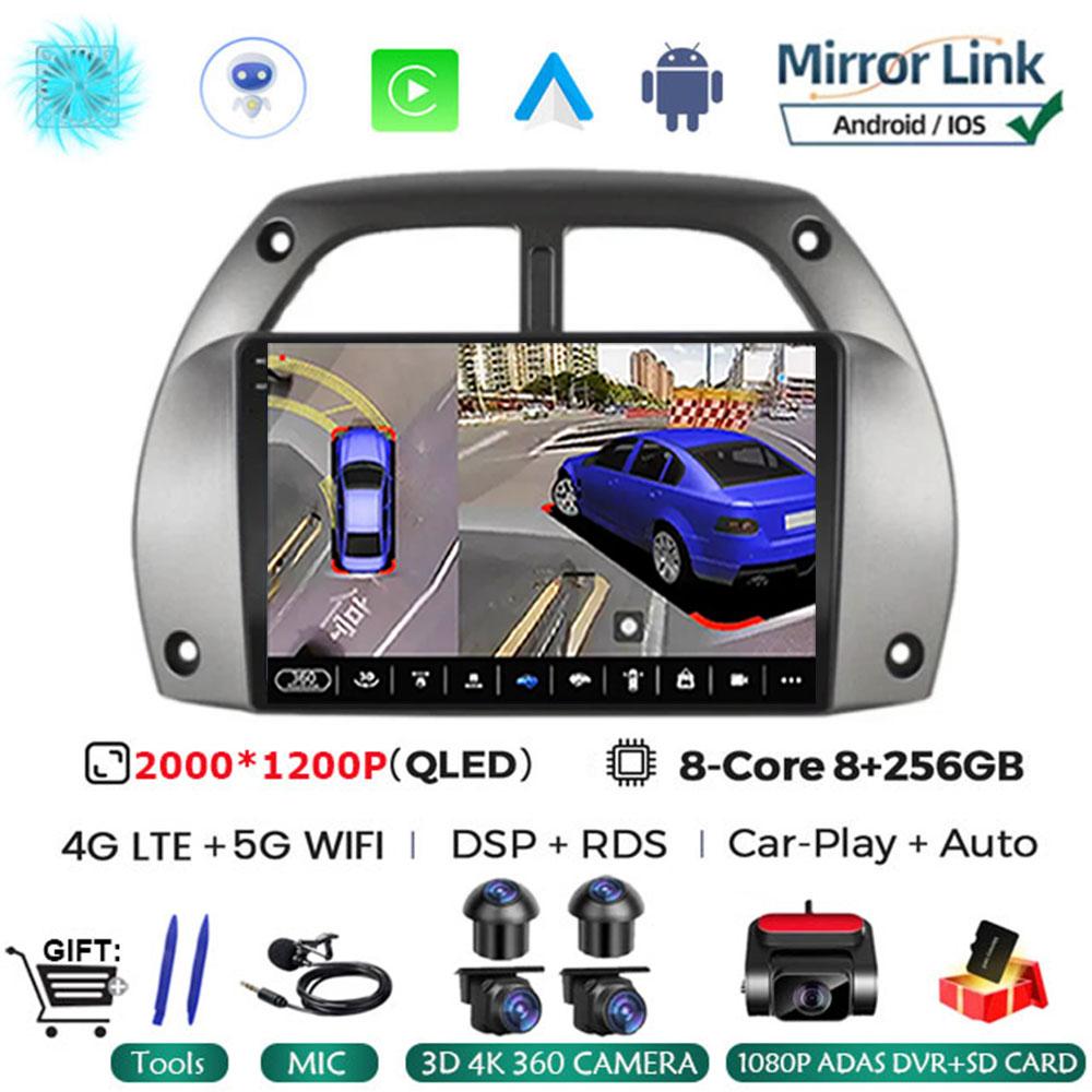 Android 14 Car Radio For Toyota RAV4 Rav 4 2001 - 2006 Multimedia Player Carplay QLED Touch Screen Auto Stereo 4G WIFI