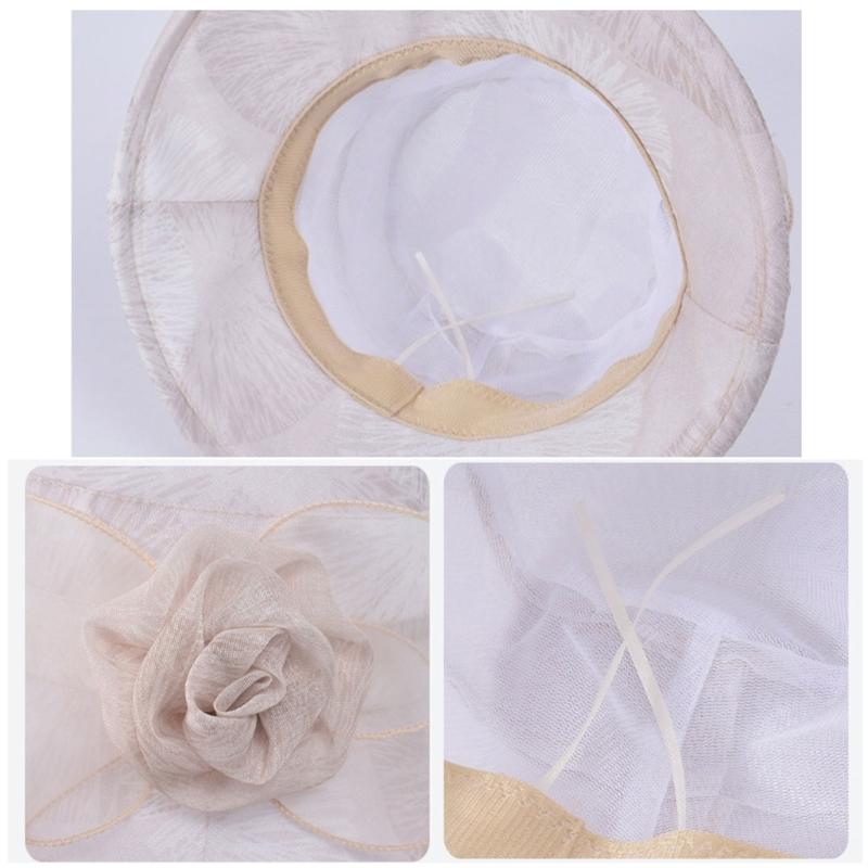 Женская модная сетчатая шляпа от солнца с цветочной отделкой, портативная и удобная для леди, идеально подходит для путешествий