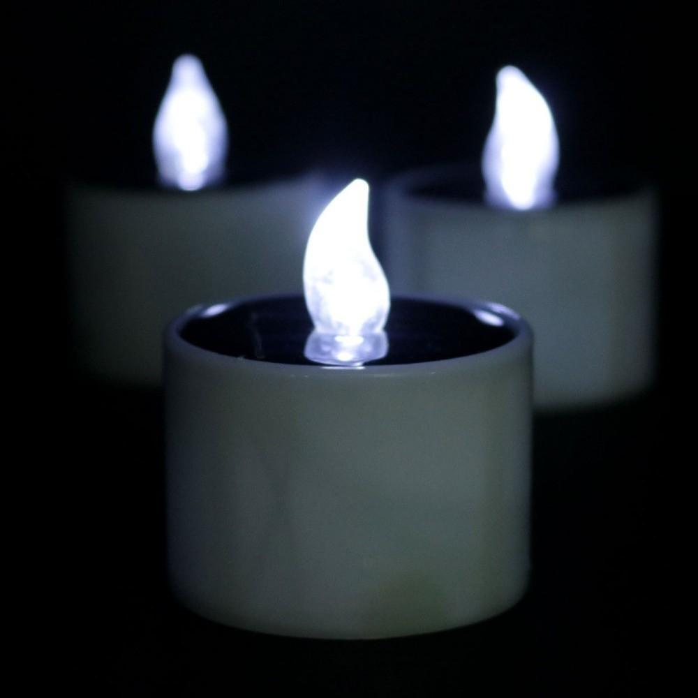 6pcs Warm White Candles Lights Solar Flickering Candles New Sensor Decor Lamp Garden Lighting
