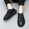 Осень Новые мужские лоферы Мягкая подошва Удобные на плоской подошве Обувь для ходьбы Уличный парк Универсальная мужская деловая кожаная обувь