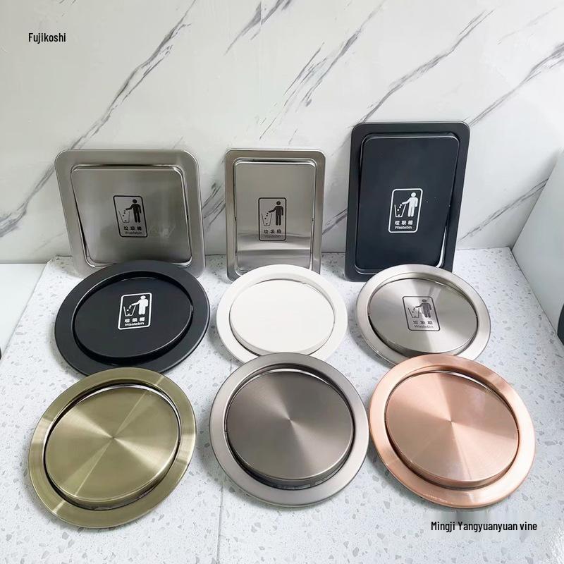 Круглая врезная мусорная корзина со скрывающейся крышкой для столешницы