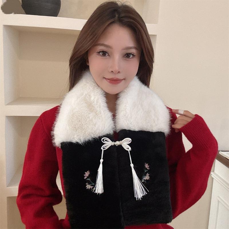 New Christmas Gift Cute Red Scarf Women's Winter New Warm and Versatile New Year's Day Plush Scarf