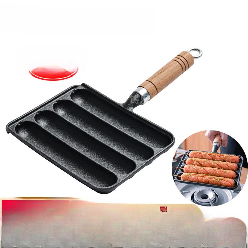 ZISIZ Cast Iron Vertical Double Sausage Grill Pan
