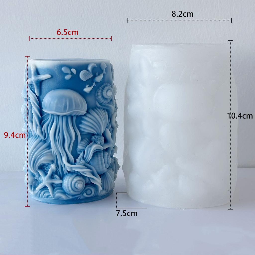 Морская медуза форма для свечей высококачественная океаническая силиконовая форма для свечей цилиндрическая форма для ароматических свечей на морскую тематику для подарков