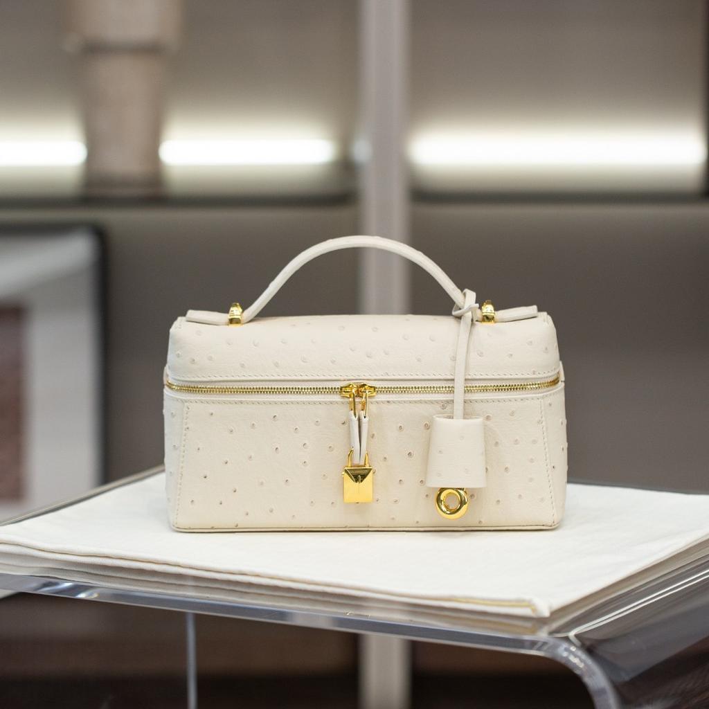 Ning LP23 Extra Rabbit Hair Top Layer Cowhide Button Square Lock Casual Single Shoulder Crossbody Womens Bag