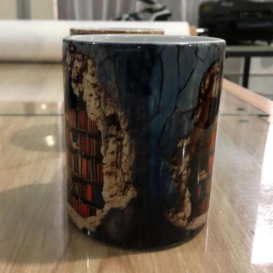 Creative Multifunctional Ceramic Water Cup A with Handle Library Shelf Space