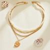 Imitation Pearl Conch Necklace Jewelry Light Luxury Pendant Multi-layer Stacking Design Sense Holiday Collarbone Chain Women
