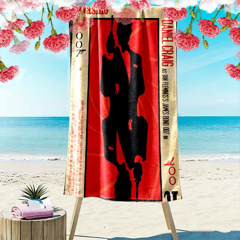 007 Print Beach Towel Large Soft Quick Dry Towel For Beach Camping Swimming