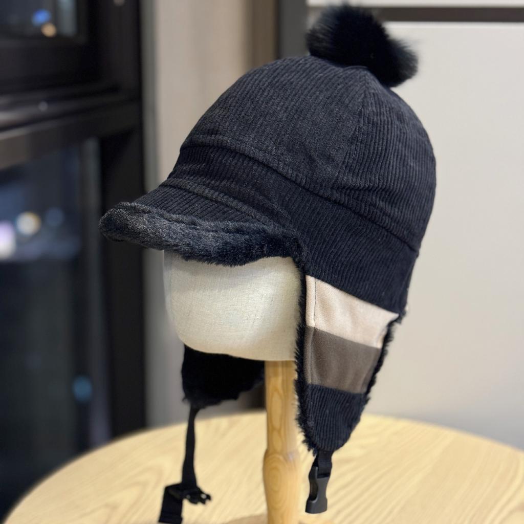 Новая зимняя плюшевая шапка с защитой ушей для женщин, вельветовая плюс бархатная теплая шапка-ушанка, защита от холода, кепка с козырьком, шапка-авиатор, тренд