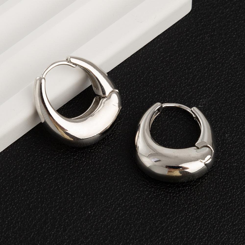 Гладкие металлические массивные серьги-кольца с позолоченным кольцом и пряжкой для ушей, круглые серьги для женщин