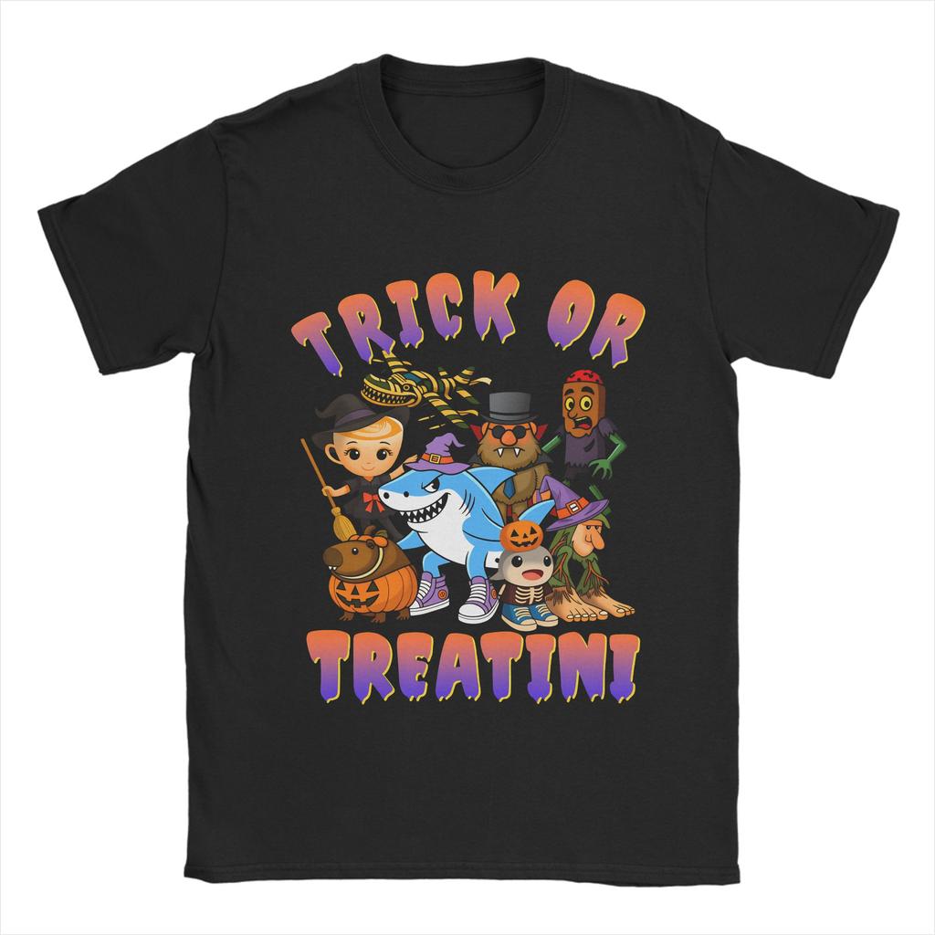 Mens Italian Brainrot Meme Halloween T Shirts Cotton Clothes Vintage Short Sleeve O Neck Tee Shirt Gift Idea TShirt