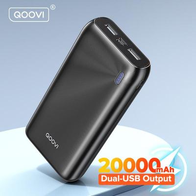 QOOVI Портативное зарядное устройство Power Bank емкостью 20000 мАч для iPhone 15 Xiaomi Samsung Huawei Внешняя батарея PowerBank емкостью 10000 мАч