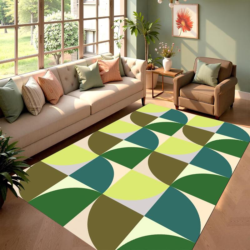 Retro Abstract Area Rug Soft Non-Slip Washable Carpet Vintage Modern Geometric Floor Mat for Living Room Bedroom Minimalist
