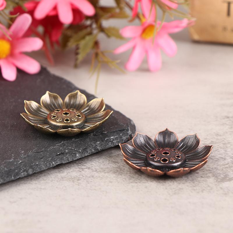 1Pc Alloy Incense Burner Stick Holder Plate Buddhism Lotus Censer Bronze Nasturtium Incense Burner