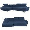 Corner Sofa, Foldable, F, Sleeping, Savio, Left, Family Furniture, Navy Blue, Corduroy