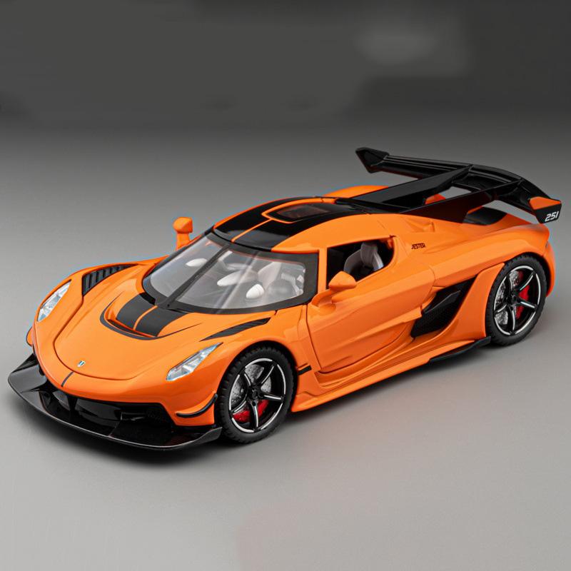 1/22 Scale Jesko Metal Toys Car Diecast Models Wheel Pull Back Vehicles 4 Doors Can Opened Sports Cars Kids Children's Day Gifts