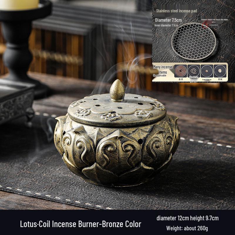 Zen Pagoda Black Pottery Ceramic Coil Incense Burner - Aromatherapy Holder for Home and Office