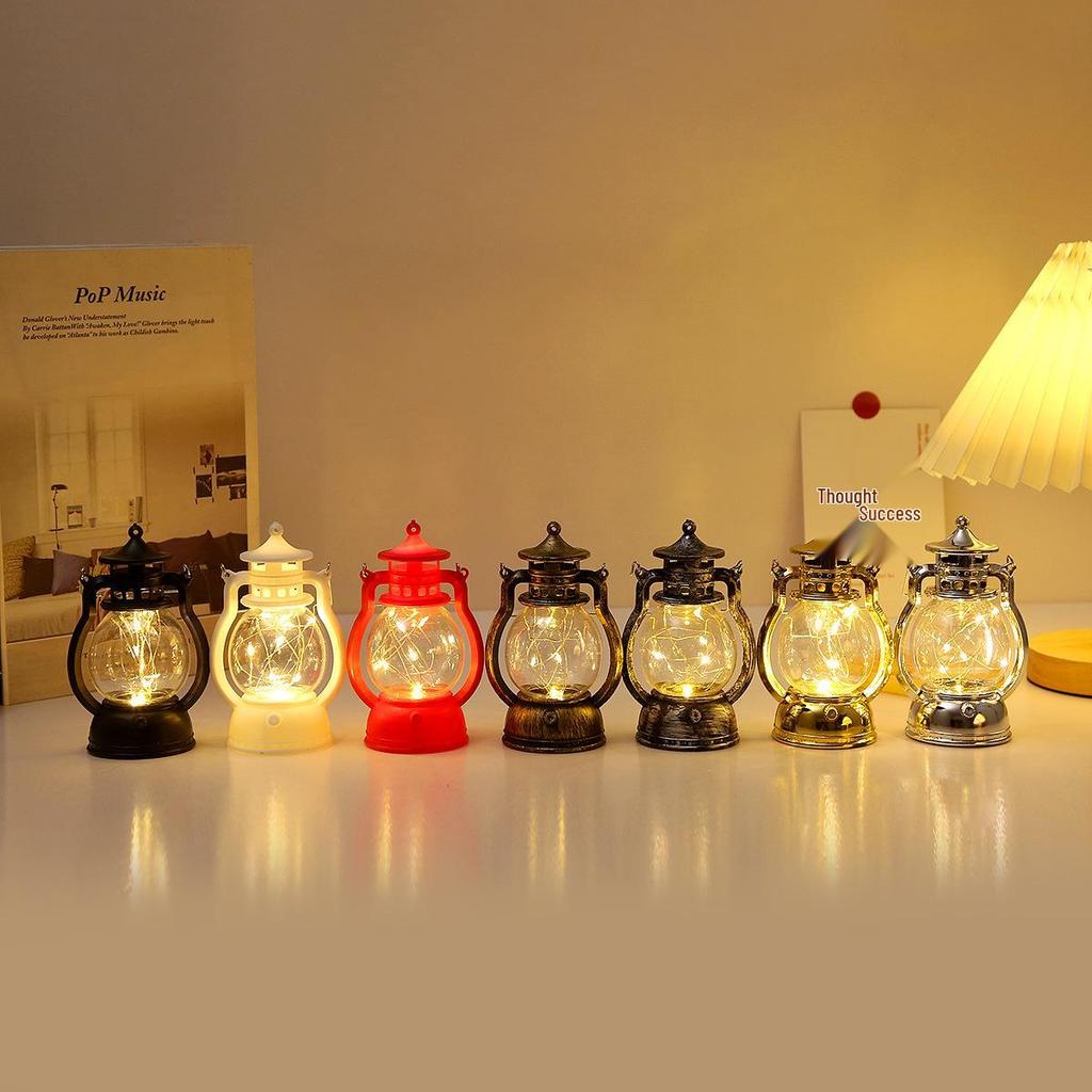 Retro LED Kerosene Lamp Candle Light - Handheld Holiday Decoration and Creative Atmosphere Ornament.