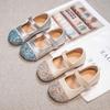 Girls Princess Performance Shoes Fashion Children's Crystal Shoes Little Kids Sequins Leather Shoes for Party Wedding Size 23-33