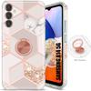 Protective Case - BOOLING - Samsung Galaxy A14 4G/5G - Silicone - Pink Marble - 360° Rotating Ring