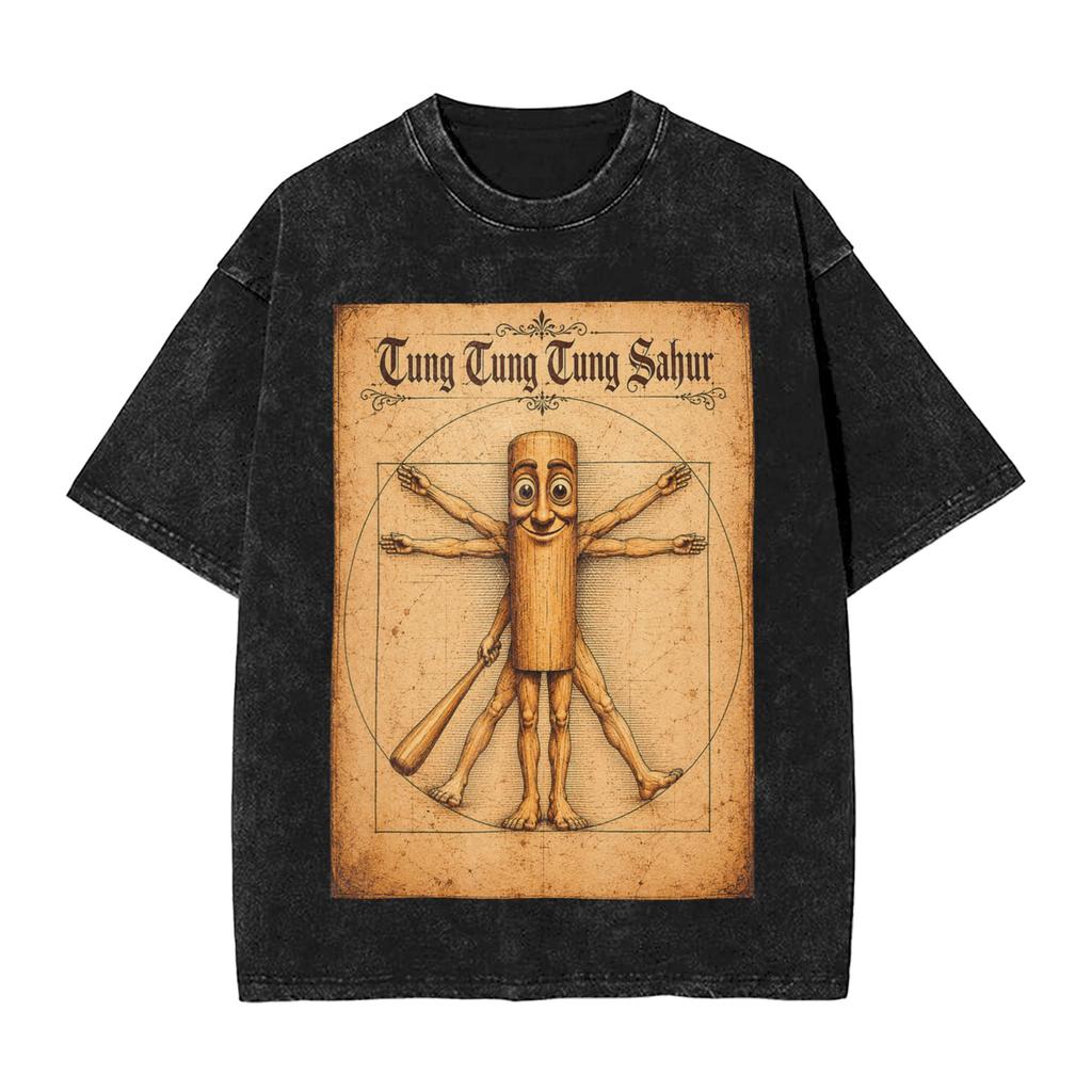 Wait I'm Goated Cat Silly Funny Cat Meme Washed T Shirt Street Cotton T Shirts Summer O-Neck Hippie Tee Shirt Oversize Tops