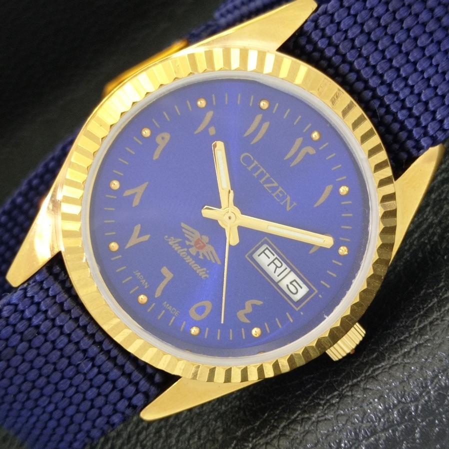 ВОССТАНОВЛЕННЫЕ JAPAN CITIZEN AUTOMATIC 8200 МУЖСКИЕ ЧАСЫ С АРАБСКИМ ЦИФЕРБЛАТОМ СИНЕГО ЦИФЕРБЛАТА a427234-2