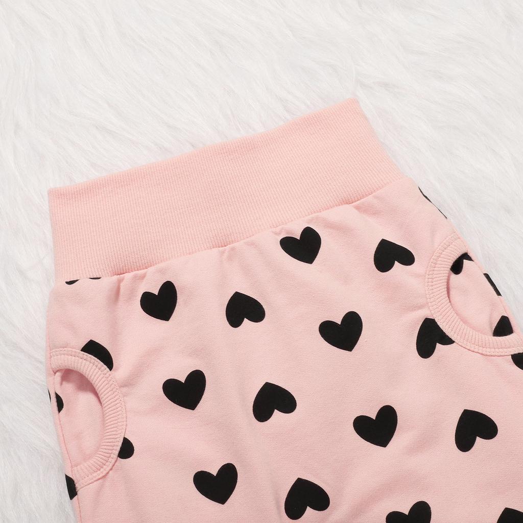 Комплект из свитера с капюшоном и брюками для новорожденных девочек с принтом в виде сердечек в День святого Валентина