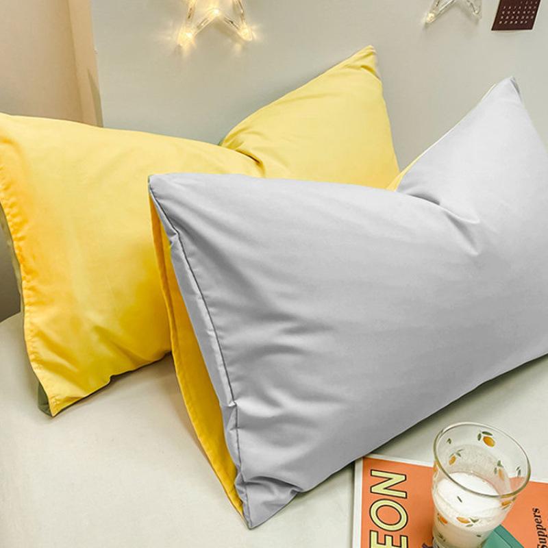 Washed Cotton Brushed Solid Pillowcases - Pair 48x74, Simple Design