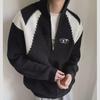 Men's American-Style Zipper Cardigan: Autumn/Winter Trendy Street Stand Collar, Long Sleeve, Lazy and Loose Knit Sweater