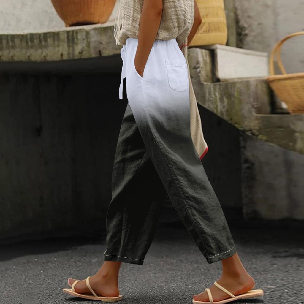 Pants Gradient Womens Fashionable Casual Print Drawstring Pockets Elastic Waist Pants
