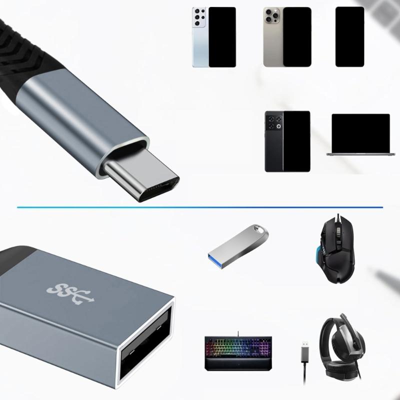 OTG-адаптер USB C на USB 2.0 с портом зарядки PD60W и быстрой передачей данных для устройств Type C