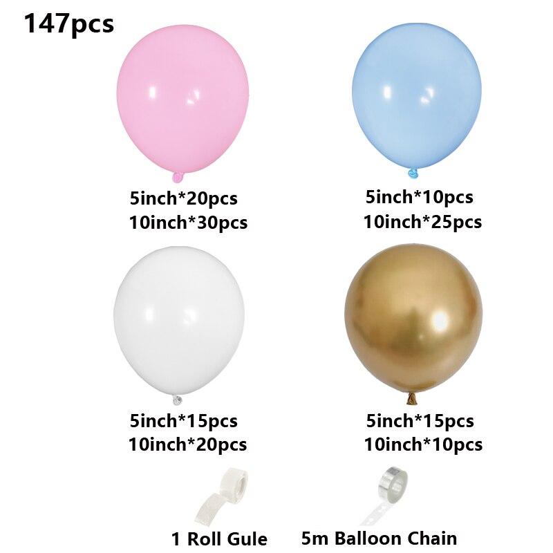 Baby Shower Decorations Macaron White Pink Blue Gold Balloon Arch Kit Wedding Birthday Boy Or Girl Gender Reveal Party