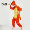 One-piece Cartoon Dinosuar Pajamas Cosplay Costume Halloween Parties Role-Playing Outfit Thick Flannel Sleepwear Winter Warmth Homewear Clothes