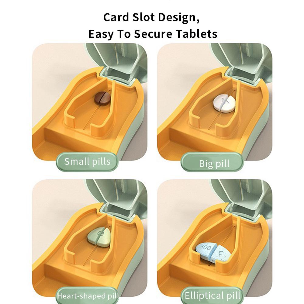 Pill Cutter With Invisible Storage Box Portable 2 In 1 Mini Drug Tablet Medicine Dustproof Divider Organizer Crusher Pill Box