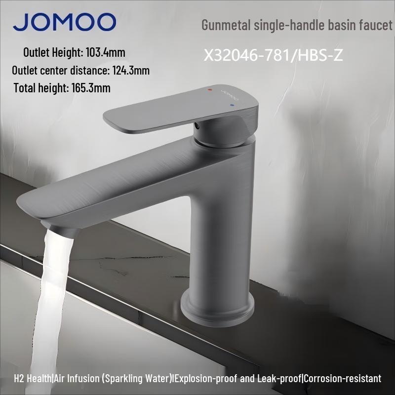 Однорычажный смеситель для раковины Jomoo, цвет «оружейный металл»
