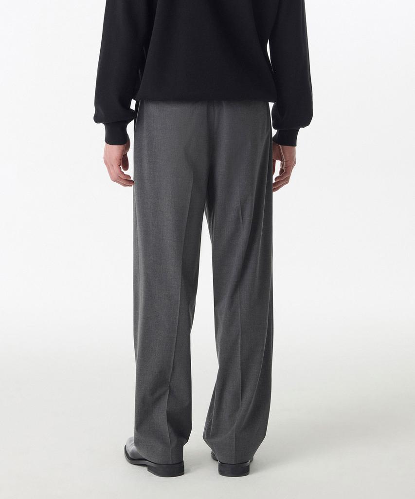 MUSINSA STANDARD Light Plain One-Pleat Wide Hidden Elastic Waist Slacks [Medium Gray]