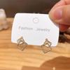 Double-layers Square Stud Earrings for Women Crystal Gold Color Metal Geometric Hollow Rhombus Small Unusual Earrings Brincos