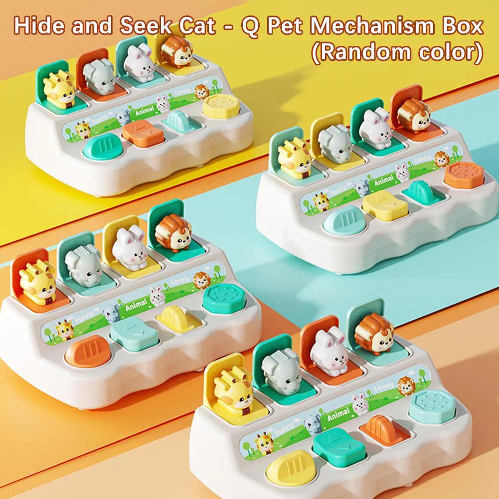 Children Montessori Pop up Animal Toys Peek-a-boo Switch Button Box Sensory Cognitive Educational Toys Finger Flexible Training