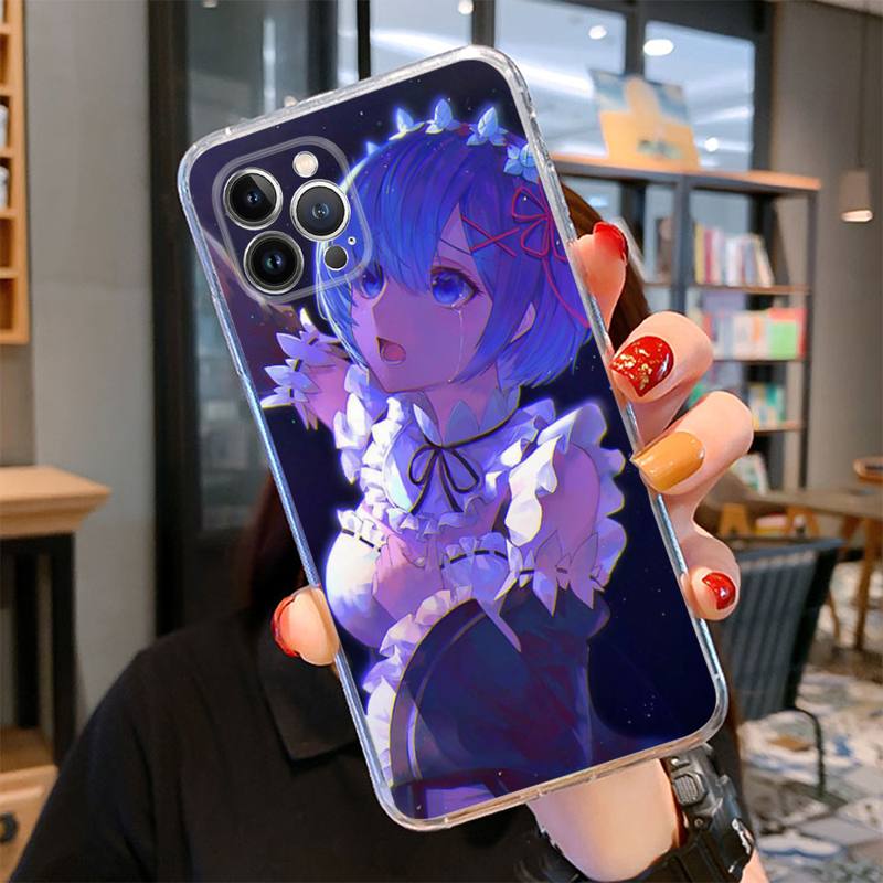 Чехол для телефона RE ZERO Ram Rem с аниме для iPhone 14 13 12 11 Pro Max XS X XR SE 2020 6 7 8 Plus Mini Transparent Shell