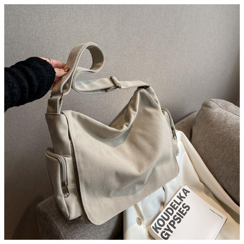 Моющаяся парусиновая сумка почтальона, винтажная мотоциклетная сумка через плечо, большая вместительная студенческая сумка на плечо, тканевая сумка